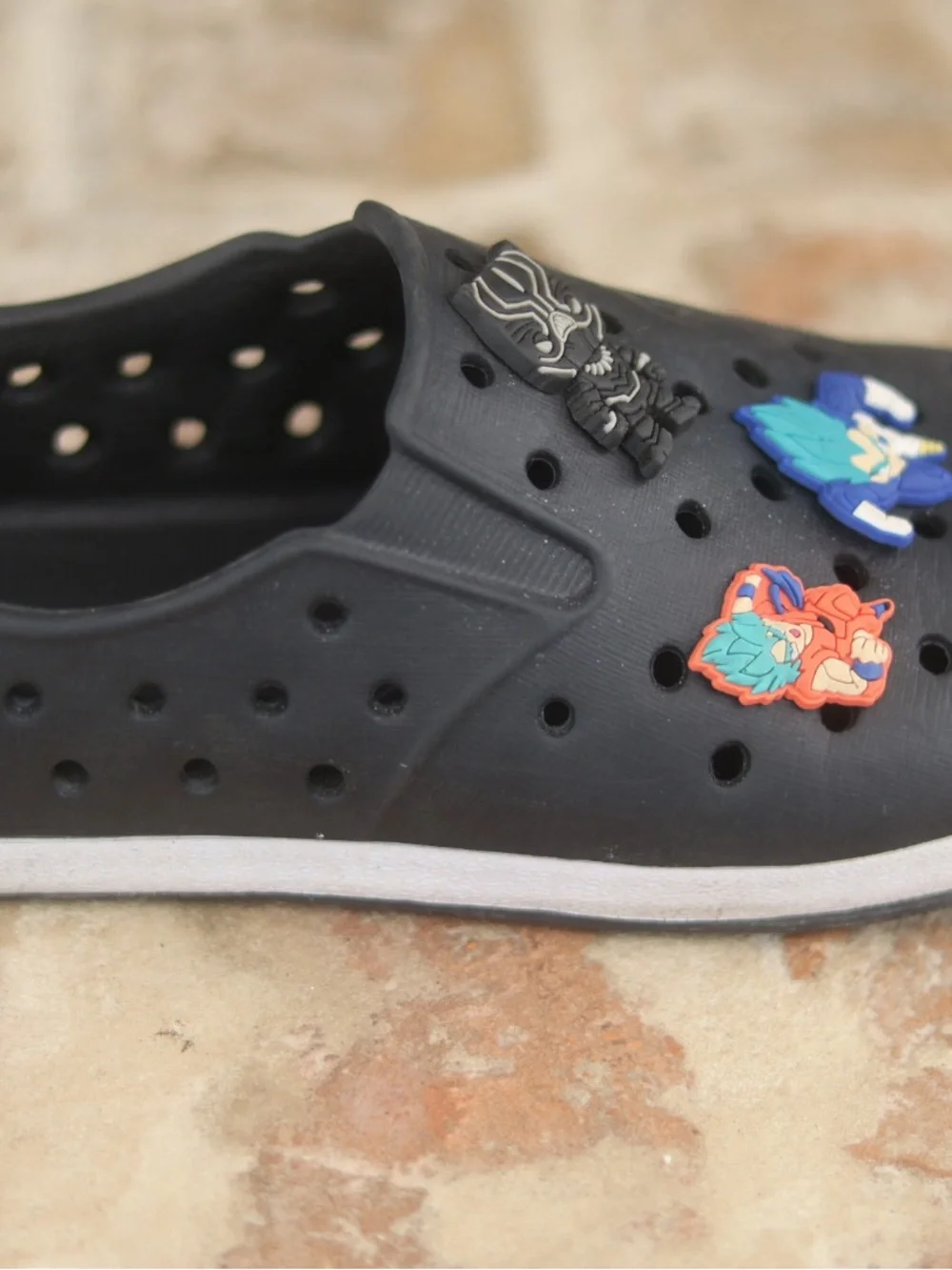 Black Kids Slip-On Ventilated Shoes with Cartoon Charms like Natives